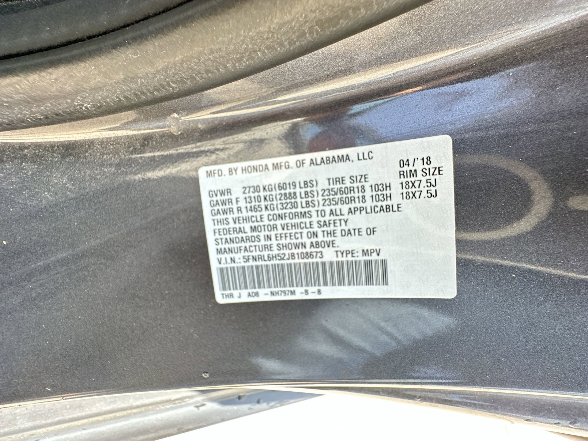 2018 Honda Odyssey EX
