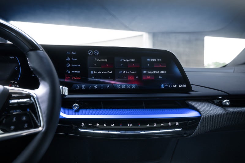 The 2026 OPTIQ-V Display Screen Displaying the V-Mode Settings | Grand Island Cadillac in GRAND ISLAND NE