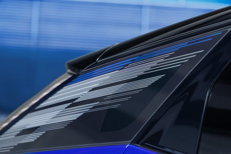 Close-up of the Modern Pattern on the 2026 OPTIQ-V Rear Quarter Glass | Grand Island Cadillac in GRAND ISLAND NE